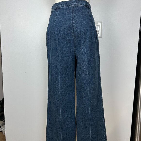Rachel Comey Women Blue Straight Leg Cut-Off Side Zip Cotton Pull On Jeans 4 - Picture 6 of 9